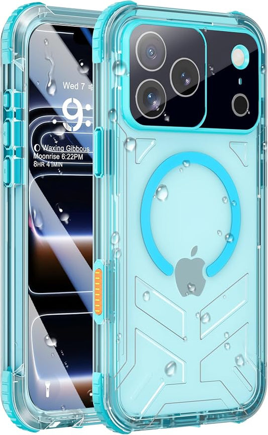 for iPhone 17 Pro Waterproof Case with Magsafe, Built-in [Camera & Screen Protector] [Lanyard], IP68 Water Proof Full Body Dustproof Heavy Duty Frosted Protective Phone Cover, 6.3" Teal