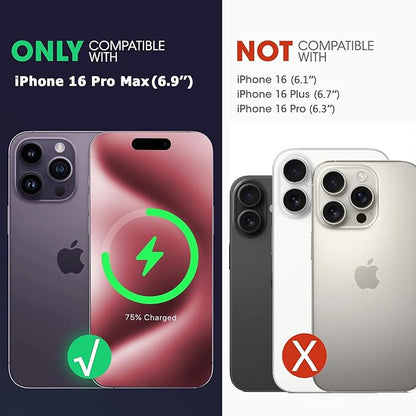 Battery Case for iPhone 16 Pro Max, 12000mAh Rechargeable Portable Protective Extended Charger Case Wireless Charging Compatible with iPhone 16 Pro Max (6.9 inch) - Black