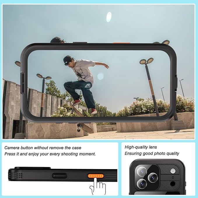 Magnetic for iPhone 17 Pro Max Case Waterproof, Full-Body Protection Case with Built-in Screen and Cameras Protector, Military Shockproof and Dustproof Phone Cover for iPhone 17 Pro Max (Black/Clear)