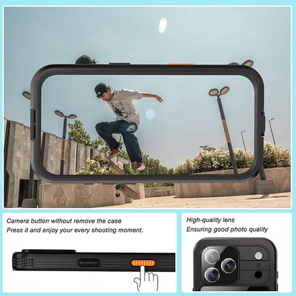 Magnetic for iPhone 17 Pro Max Case Waterproof, Full-Body Protection Case with Built-in Screen and Cameras Protector, Military Shockproof and Dustproof Phone Cover for iPhone 17 Pro Max (Black/Clear)