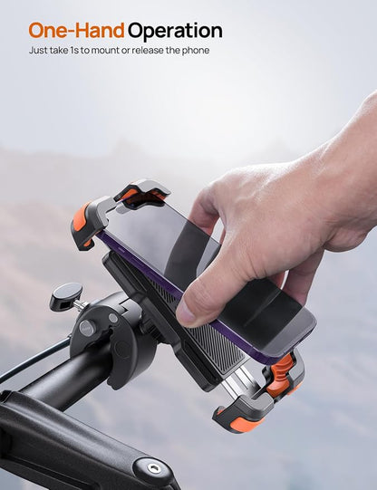 Aomiker Bike Motorcycle Phone Holder Mount - [2025 Quick Release] Bike Phone Holder Handlebar Clamp, Bicycle Scooter Phone Clip for iPhone 15 14 13 12 11 Pro Max Plus Mini, 4.7-6.8" Smartphone