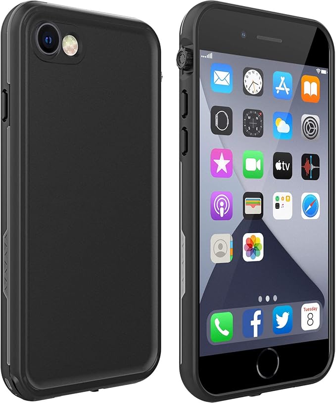 for iPhone 8/7/SE 2020 Waterproof Case with Screen Protector, Life Shockproof Snowproof Phone Case for iPhone 8/7/SE 2020 4.7" (Black)