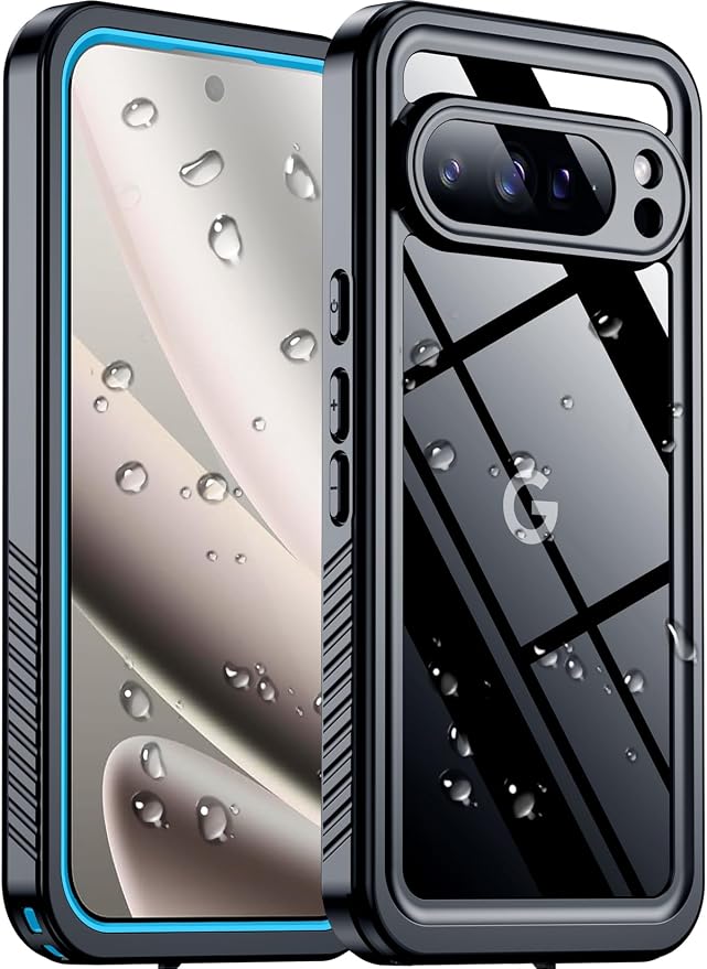 SPIDERCASE for Google Pixel 10 Pro XL Case Waterproof, [12FT Military-Grade Drop Protection] [IP68 Water Resistance] [Privacy Screen Protector] Full Body Protection Phone Case-Light Blue