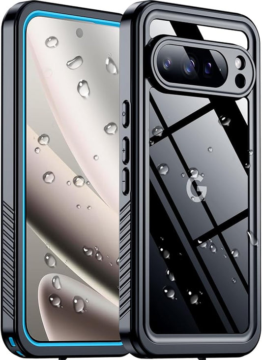 SPIDERCASE for Google Pixel 10 Pro XL Case Waterproof, [12FT Military-Grade Drop Protection] [IP68 Water Resistance] [Privacy Screen Protector] Full Body Protection Phone Case-Light Blue