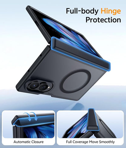 FNTCASE for Samsung Galaxy Z Fold 8 Case, Fit for Magsafe, Hinge Protection | Screen Protector, Translucent Matte Magnetic Back, 18FT Military Grade Drop Proof, Protective Phone Cover, Black