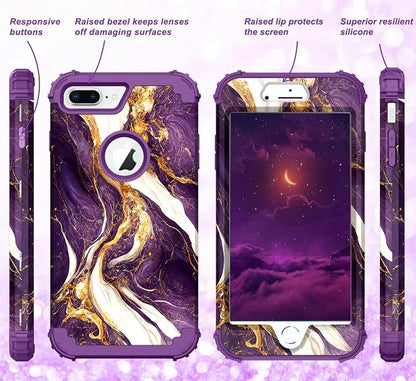 Hocase Heavy Duty Shockproof Protection Hard Plastic+Silicone Rubber Hybrid Protective Case for iPhone 7 Plus/iPhone 8 Plus - Midnight Purple