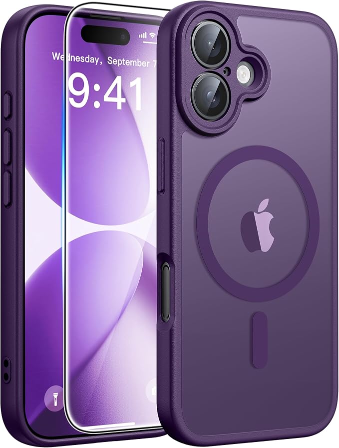 FNTCASE for iPhone 17 Case: [Compatible with Magsafe] Translucent Matte Cases with [Full Camera Protection] [Screen Protector] Military Grade Shockproof Protective Phone Cover - Purple
