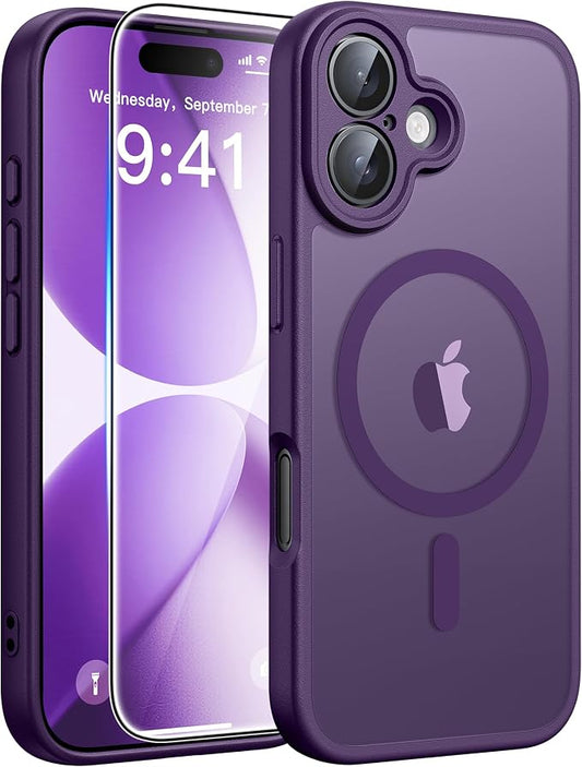 FNTCASE for iPhone 17 Case: [Compatible with Magsafe] Translucent Matte Cases with [Full Camera Protection] [Screen Protector] Military Grade Shockproof Protective Phone Cover - Purple