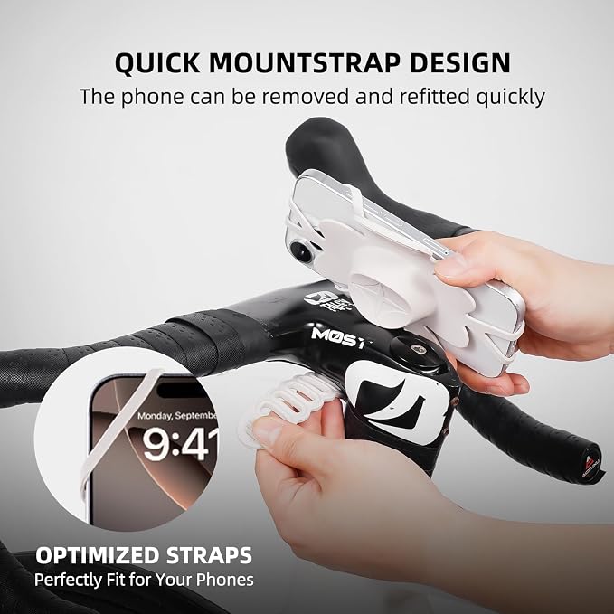 Bike Phone Mount for Handlebar – Scratch-Free Silicone Holder with Anti-Slip Grip, Universal Cycling Phone Stand Compatible with iPhone/Samsung (4.0"-7.2"),Horizontal & Vertical Installation