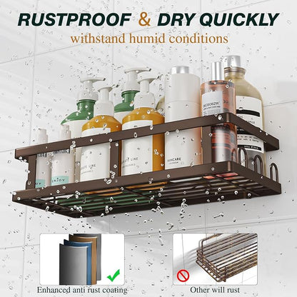 Youvip Shower Caddy Adhesive,No Drill Bathroom Organizer,Large Capacity Rustproof Shelves for Inside Shower,Bathroom Organizers and Storage,Bronze