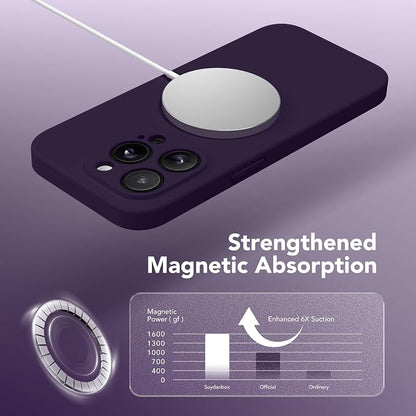 Magnetic for iPhone 13 Pro Max Case, Compatible with MagSafe, [Full Camera Protection][Screen Protector] Silicone Shockproof Protective Phone Case for iPhone 13 Pro Max 6.7", Deep Purple