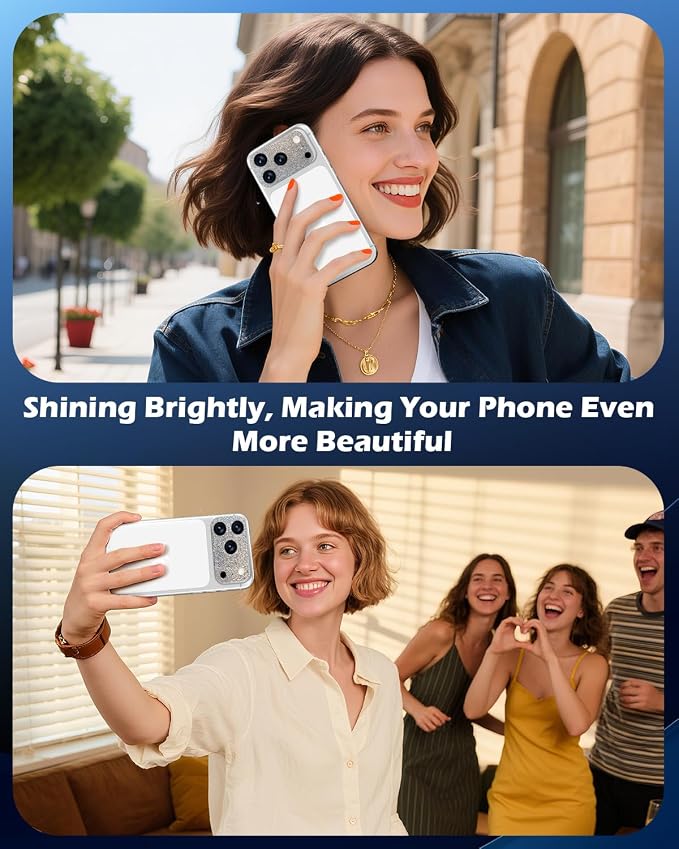 imluckies Compatible with iPhone 17 Pro Max Camera Lens Protector Bling, Ultra HD Tempered Glass Shiny Diamond Camera Plate Sparkle Screen Protection, 9H Anti-Scratch & Easy Install, Glitter Gray