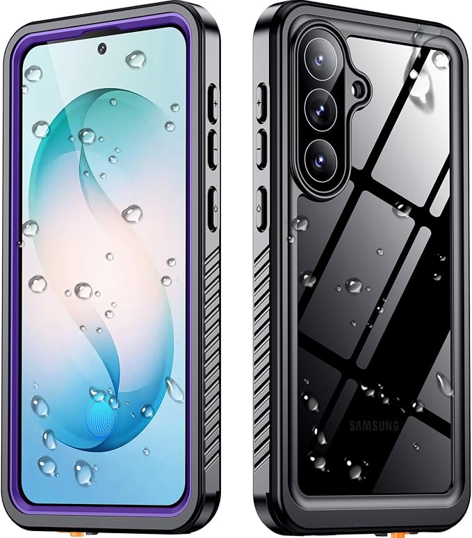 SPIDERCASE for Samsung Galaxy S26 Plus Case Waterproof, Built-in Screen Protector [IP68 Underwater] [Military Grade Shockproof] Full Body Sealed Protection for Galaxy S26 Plus Case 6.7", Purple/Clear