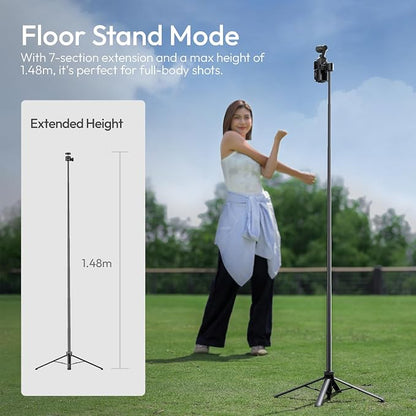 ULANZI TT24 CKa Quick-Release Selfie Stick Tripod with One-Touch Opening, 59" Extension Pole Adjustable Handle Grip with Ball Head, Compatible for Cameras, Insta360/GoPro/DJI, Action Camera, Phones