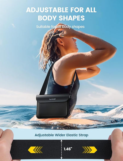 Lamicall Waterproof Fanny Pack Pouch [Elastic Waist Strap] - IPX8 Dry Bags Water Proof Pouch for Swimming, Beach, Kayaking, Cruise Ship Essentials, 8.7” for iPhone 17 16 15 Pro Max Air 2 Pack