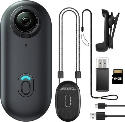 4K 64GB Mini Body Camera, Wearable Action Body Cam, Thumb Size Hands Free Recording Body Worn Camera, Premium Portable Camcorder Mount Anywhere for Pet Walking, Work, Travel (Black)