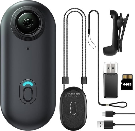 4K 64GB Mini Body Camera, Wearable Action Body Cam, Thumb Size Hands Free Recording Body Worn Camera, Premium Portable Camcorder Mount Anywhere for Pet Walking, Work, Travel (Black)