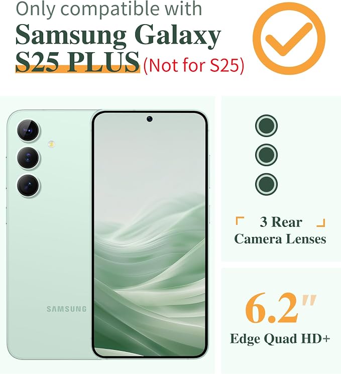 GVIEWIN for Samsung Galaxy S25 Plus Case, Clear Floral Slim Shockproof Protective Women Phone Case, Non-Yellowing, with Screen Protector & Camera Lens Protector for S25 Plus 6.7", Aquilegia/White