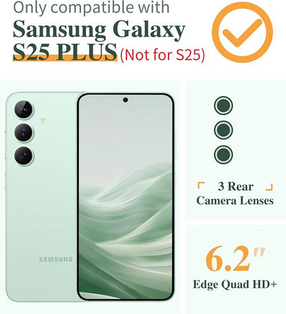 GVIEWIN for Samsung Galaxy S25 Plus Case, Clear Floral Slim Shockproof Protective Women Phone Case, Non-Yellowing, with Screen Protector & Camera Lens Protector for S25 Plus 6.7", Aquilegia/White