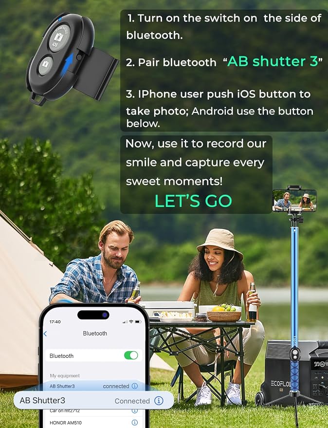 118'' 9.8ft Long Selfie Stick for iPhone, Android, Extended Super Long Pole, Selfie Stick Tripod with Remote, for Selfies/Video Recording, Includes Phone Tripod, Bluetooth Wireless Remote (20 to 118")