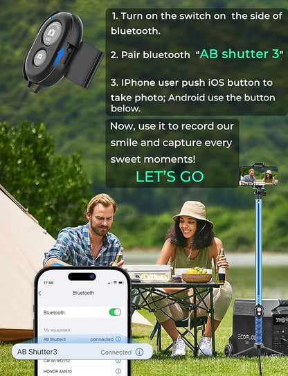 118'' 9.8ft Long Selfie Stick for iPhone, Android, Extended Super Long Pole, Selfie Stick Tripod with Remote, for Selfies/Video Recording, Includes Phone Tripod, Bluetooth Wireless Remote (20 to 118")