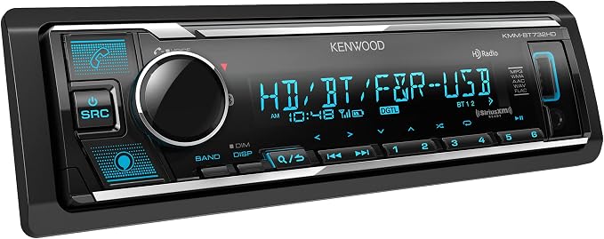 KENWOOD KMM-BT732HD Bluetooth Car Stereo with USB Port, AM/FM Radio, MP3 Player, Multi Color LCD, HD Radio, Detachable Face, Built in Amazon Alexa, Compatible with SiriusXM Tuner