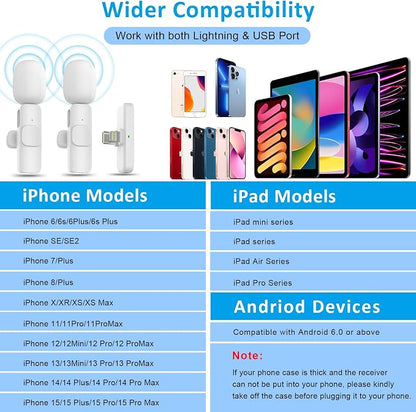 MAYBESTA Professional Wireless Lavalier Microphone for iPhone, iPad, Android - Bluetooth Lapel Mic for Video Recording - Mini Phone Microphone for Tiktok YouTube Interview Podcast Vlog