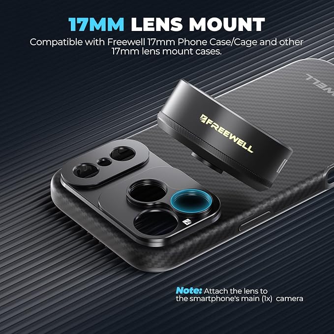 Freewell 1.33x Gold Anamorphic Lens Compatible with 17mm Mount iPhone, Samsung - Cinematic Smartphone Lens with Wide Aspect, Rich Gold Flare, and Enhanced Film Look