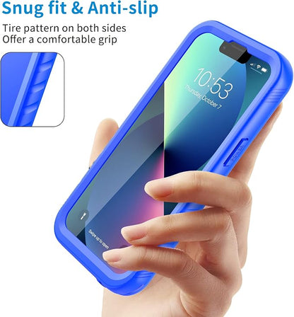SPORTLINK Compatible with iPhone 13 Waterproof Case - Full Body Shockproof Dustproof Phone Screen Protector Rugged Waterproof Case for iPhone 13 6.1 Inches Blue