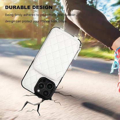 Bocasal Crossbody Wallet Case for iPhone 16 Pro Max, RFID Blocking PU Leather Zipper Handbag Purse Flip Cover, Kickstand Folio Case with Card Slots Holder Wrist Strap Lanyard 5G 6.9 Inch (White)