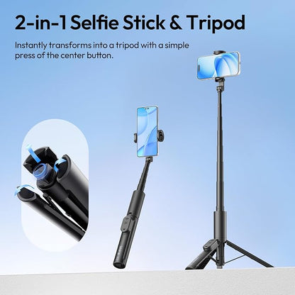 ULANZI Phone Tripod, SK26 40" Portable Selfie Stick for iPhone, 2 in 1 Adjustable Tripod with Bluetooth Remote Cold Shoe Mount, Portable Phone Stand Lightweight for Travel Photo Video Stream Vlog