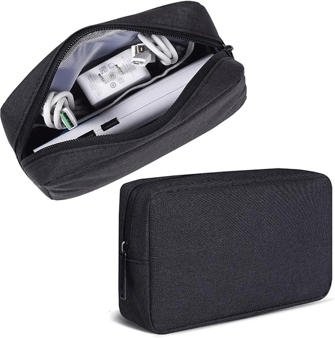 CAAORDKSO Electronics Organizer Travel Case, Cord Organizer Travel Cable Organizer Bag Waterproof Portable Accessories Case for Cable, Cord, Charger, Phone, Power Bank, Earphone (Small-Black)