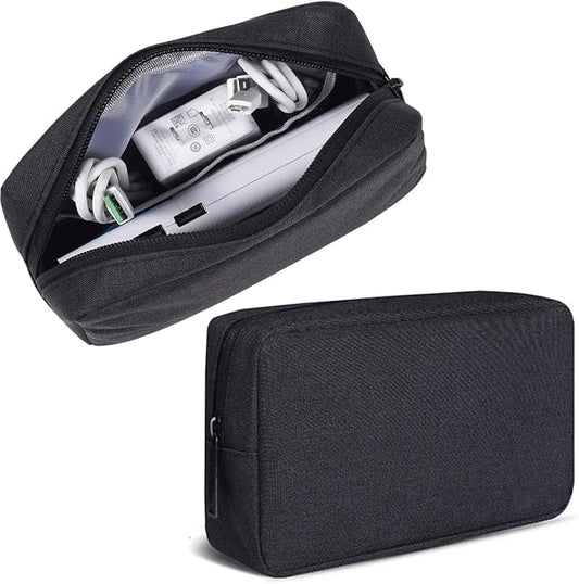 CAAORDKSO Electronics Organizer Travel Case, Cord Organizer Travel Cable Organizer Bag Waterproof Portable Accessories Case for Cable, Cord, Charger, Phone, Power Bank, Earphone (Small-Black)