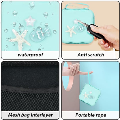 CameCosy Phone Charger Storage Case Cover Sets with Cable Protector for iPhone Adapter, Wave Travel Storage Bag, Earphone Cord Saver DIY Phone Charging Protector Cable Organizer (Blue Sea Star Fish)
