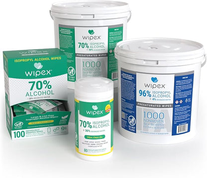 Wipex 70% Isopropyl Alcohol Wipes, Bulk 1000 Count - Ideal for Electronics, Household, Work & School Equipment Cleaning - Lint-Free SMS Cloth Safe for Tech Cleaning & Screens, (Pack of 4)