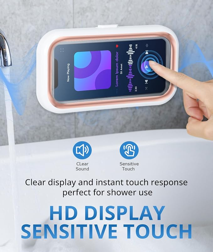 Shower Phone Holder Waterproof - Shower Phone Mount 480° Rotation Bathroom Cellphone Holder for Wall Bathroom Batheub Kitchen Mirror for 4-7" Cellphone