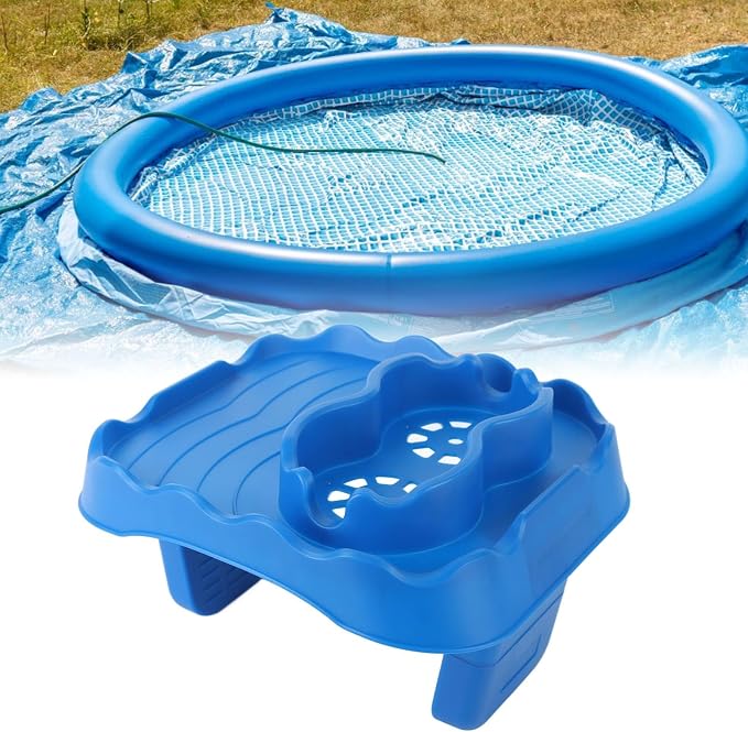 Hot Tub Table, Foldable Bathtub Side Table with 2 Cup Holders Adjustable Hot Tub Tray with Drain Holes for Spa Swimming Pool Bathtub(Blue)