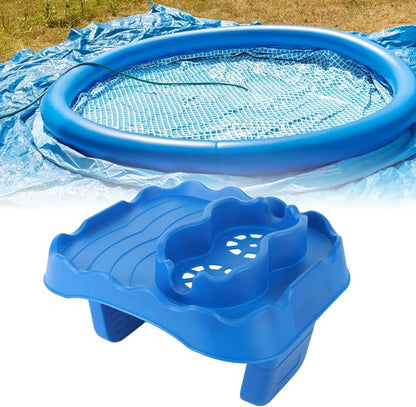 Hot Tub Table, Foldable Bathtub Side Table with 2 Cup Holders Adjustable Hot Tub Tray with Drain Holes for Spa Swimming Pool Bathtub(Blue)