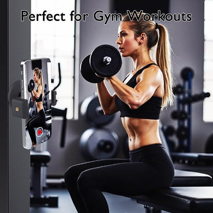 EDSRDUX Gym Magnetic Phone Holder Mount, 360° Rotatable Magnetic Phone Holder for Gym, N52 Magnet Phone Holder for 4.7-6.5" Smartphones, Gym Essentials Accessories