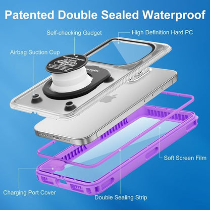 Beasyjoy Waterproof Phone Case, Underwater Phone Case for Snorkeling, Universal IPX8 Diving Pouch with Lanyard for iPhone Samsung Google Moto Series-[NOT Fit Snugly] [Touchscreen Operated Only]-Purple