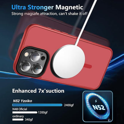 Strong Magnetic for iPhone 16 Pro Max case [10Ft Military-Grade Protection] Compatible with fit MagSafe Shockproof Slim Thin Cover case for iPhone 16 Pro Max 6.9 inch, Red
