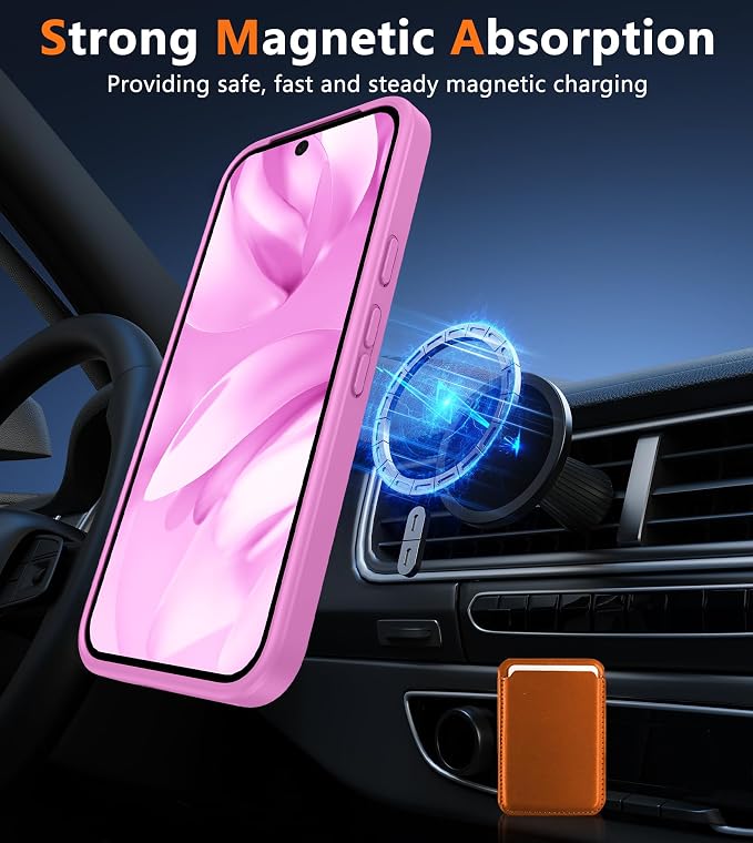 FNTCASE for Google Pixel 9a Case: [Compatible with Magsafe] Translucent Matte Magnetic Phone Cover - Military Grade Drop Protection - Shockproof Protective Cases for Pixel 9A (Pink)