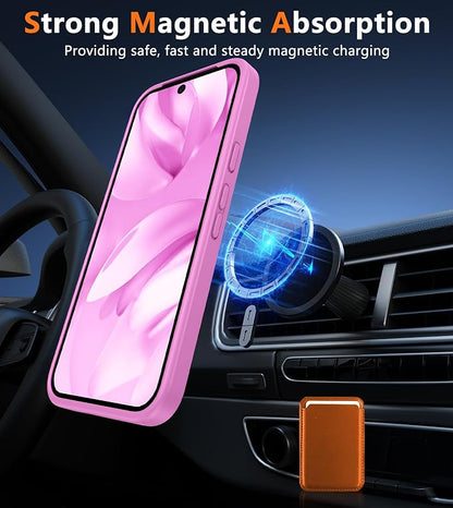 FNTCASE for Google Pixel 9a Case: [Compatible with Magsafe] Translucent Matte Magnetic Phone Cover - Military Grade Drop Protection - Shockproof Protective Cases for Pixel 9A (Pink)