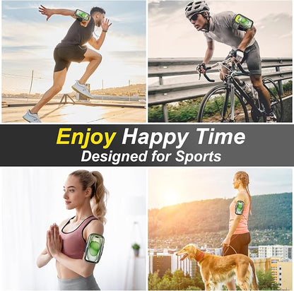 Clear Running Phone Holder Armband, Sports Armband Case for iPhone 16 15 14 13 Pro Max 12 11 Plus X XS Samsung up to 6.9'', Universal Arm Bands Bag with Key Card Pocket for Exercise Walking Workout