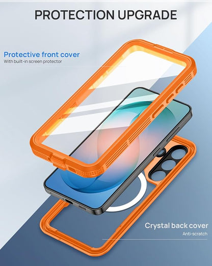 Lanhiem Magnetic for Samsung Galaxy S26 Plus Case, IP68 Waterproof Dustproof Case, [Compatible with Magsafe] [Built-in Screen Protector] Full Body Heavy Duty Rugged Phone Cover 6.7 inch, Cosmic Orange