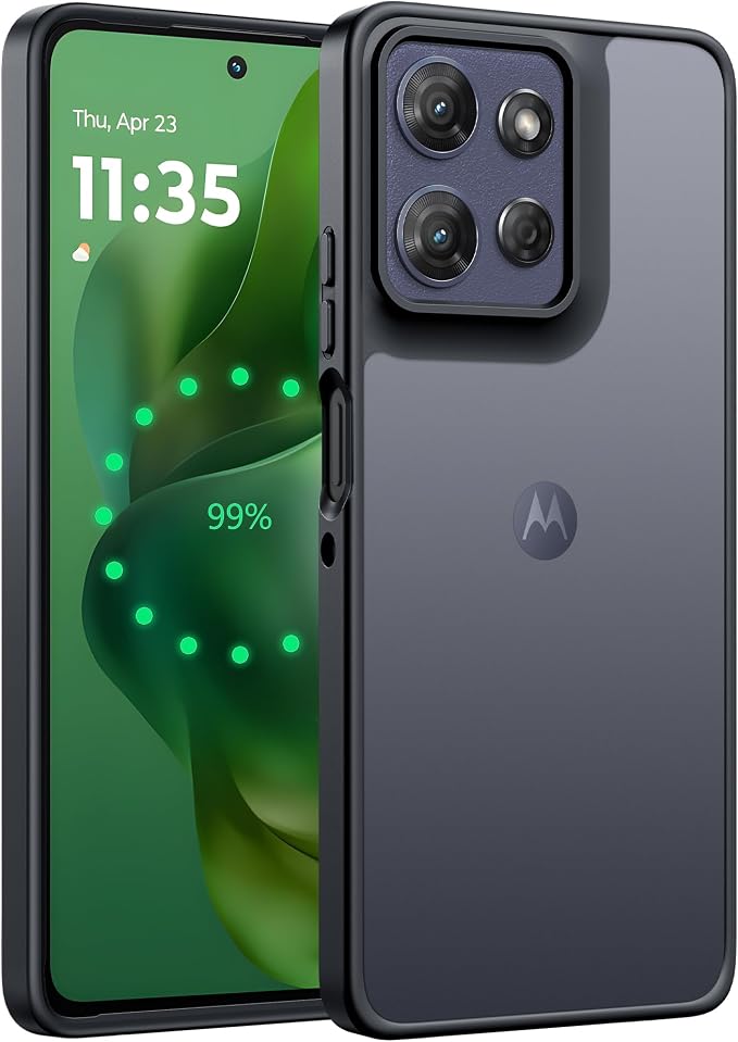 FNTCASE for Motorola Moto G-Power-5G-2025 Case: Frosted Translucent Matte Slim Protective Phone Case - Shockproof Non Slip Anti-Fingerprint Hard Rugged Cell Cover (6.8 Inch/Black)