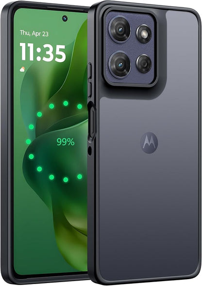 FNTCASE for Motorola Moto G-Power-5G-2025 Case: Frosted Translucent Matte Slim Protective Phone Case - Shockproof Non Slip Anti-Fingerprint Hard Rugged Cell Cover (6.8 Inch/Black)