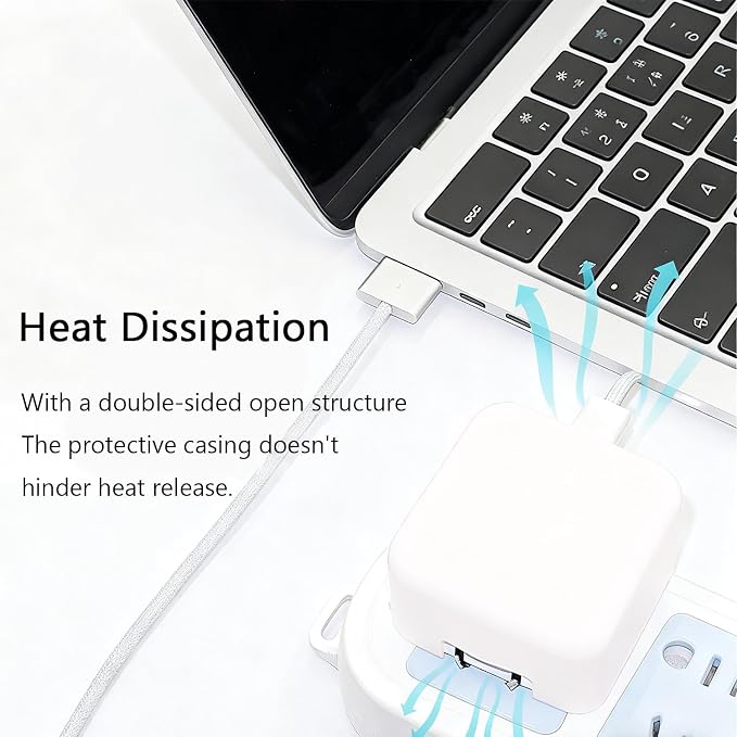 40W Soft Silicone Charger Sleeve Case Protective Cover for Apple 40W Power Adapter & 60W Max Charger, with iPhone 17/16/15, MacBook Air 13/13.6/15, Apple Watch Accessories. White