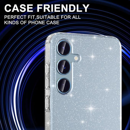 for Samsung Galaxy S24 FE Camera Lens Protector, Electroplated Matte Back with 9H Tempered Glass Lens Protector, [Strong Adsorption] [Case-Friendly] Metal Ring HD Clear Lens Cover, Blue Ring