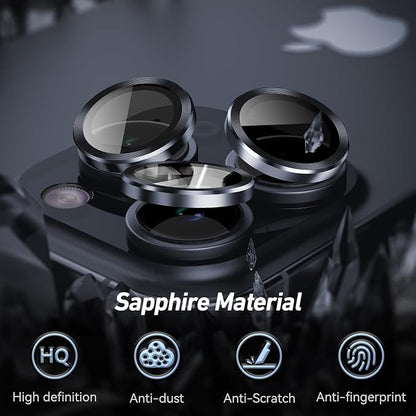 Jeluse Camera Lens Protector for iPhone 17 Pro Max/17 Pro/16 Pro Max/16 Pro/15 Pro Max/15 Pro/14 Pro Max/14 Pro, 9H Tempered Glass Screen Protector Cover Alignment Kit Metal Individual Ring